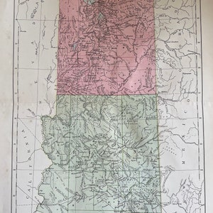 Utah & Arizona, Large original historical antique 1870&#39;s map, Vintage wall map, Home decor, print. Atlas.