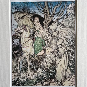 Arthur Rackham, vintage print, Undine, 1909, Großdruck auf Passepartout. berühmte Kunst, originaler Druck. Geschenk für Kunst Liebhaber.