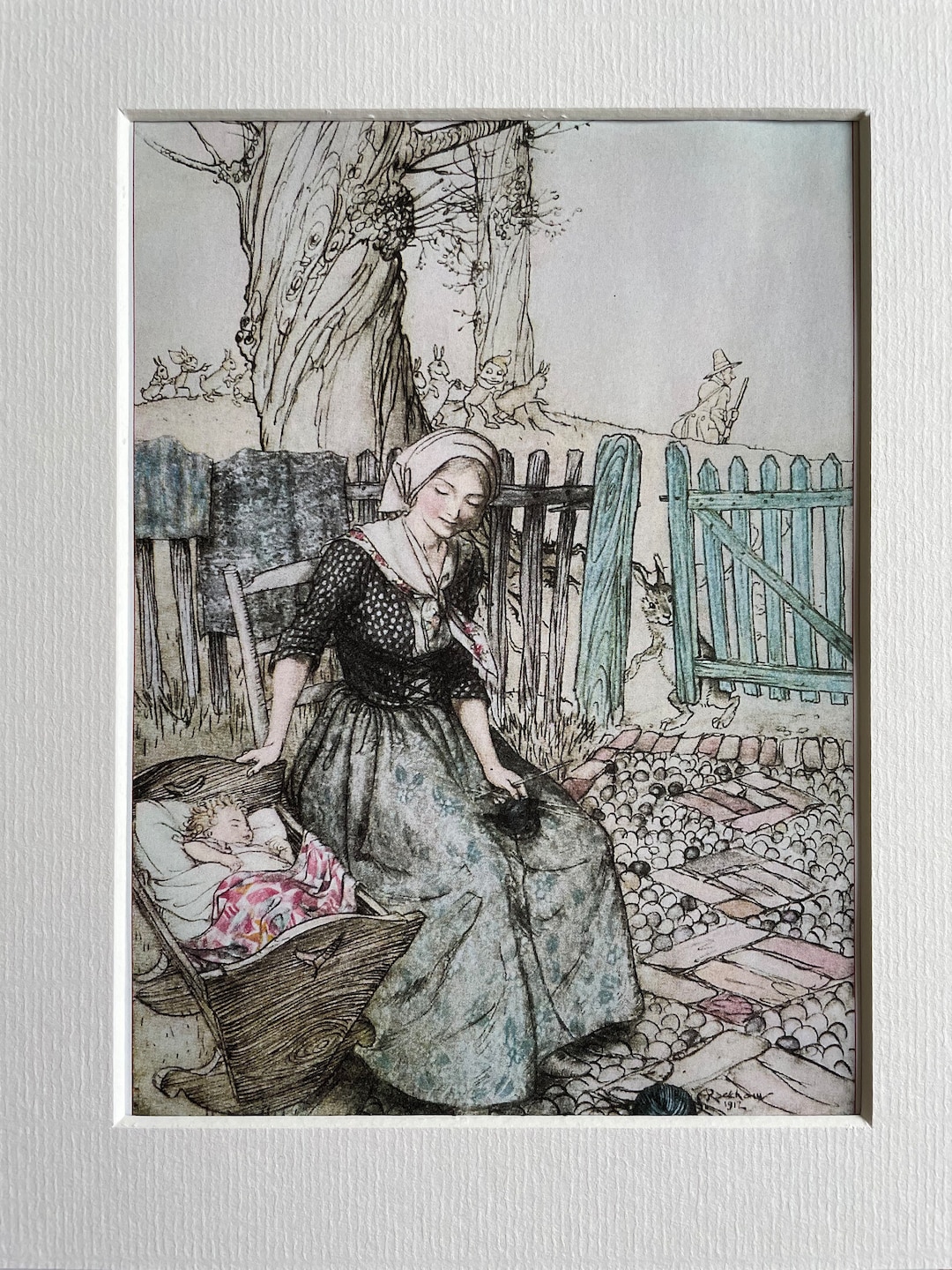 Arthur Rackham, Vintage Print, Mother Goose, 1905, Large Mounted Print ...