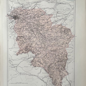 Lanark antique original 1870's map, Vintage wall map, Home decor
