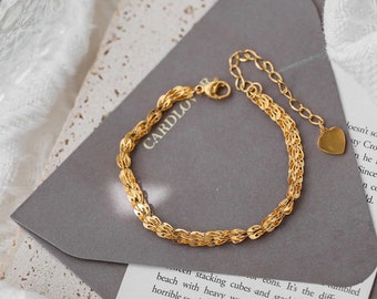 Stainless Steel Bracelet. Heart shape. Gold / Rose Gold