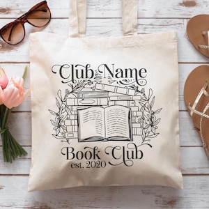 Custom Book Club Tote Bag, Personalized Reading Club Gift, Bookworm Gift, Bookish Gift, Book Lover, Booktok Merch, Booktrovert