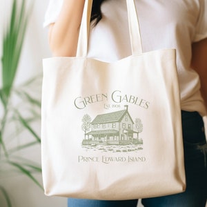 Anne of Green Gables Tote Bag, Green Gables, Anne con una E, regalo de amante de libros, regalo de maestro, bolsa de literatura, bolsa de asas, bolsa de biblioteca, bolsa de libros