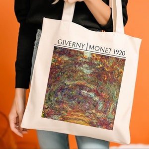 Claude Monet Tote Bag, Giverny Gardens, Fine Art Gift, Indie Cottagecore, Dark Academia, Famous Painter, Impressionist Painter