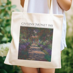 Claude Monet Tote Bag, Giverny Gardens, Fine Art Gift, Indie Cottagecore, Dark Academia, Famous Painter, Impressionist Painter