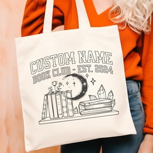 Custom Book Club Tote Bag, Personalized Reading Club Gift, Bookworm Gift, Bookish Gift, Book Lover, Booktok Merch, Booktrovert