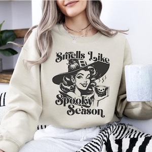 Retro Witch Halloween Sweatshirt, Cute Witchy Shirt, Vintage Fall Sweater, Retro Fall Aesthetic, Spooky Season Apparel