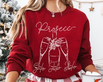Prosecc Ho Ho Ho, Prosecco Wine Shirt, Christmas Sweatshirt, Xmas Sweater, Pink Girly Christmas, Christmas Cocktails, Wine Party