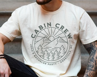 Cabin Crew Bachelor Party Shirt, Custom Location Bachelor Party, Groomsman Shirts, Camping Bachelor Party Shirt, Personalized Groomsman Gift