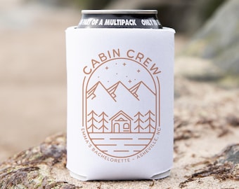 Personalized Mountain Bachelorette Party Can Cooler,  Cabin Crew Party Favor, Bridesmaid Proposal, Custom Cabin Bachelorette