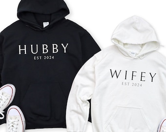 Hubby WIfey Sweatshirts, Matching Couples Hoodie, Honeymoon Shirts, Mrs Sweatshirt, Custom Hoodies