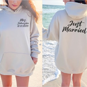 Just Married, Personalized Mr and Mrs, Hubby Wifey Sweatshirts, Matching Couples Hoodie, Honeymoon Shirts, Mrs Sweatshirt, Custom Hoodies