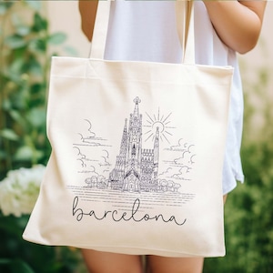 Barcelona Spain Tote Bag, European Destination Gift, Travel Destinations