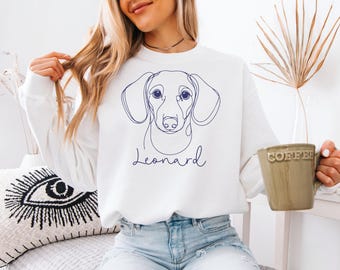 Custom Dachshund Dog Sweatshirt, Pet Name Sweatshirt, Personalized Dog Name Shirt, Pet Gift for Him, Dog Dad Sweatshirt, Dog Mom Gift