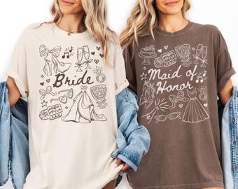 Custom Bridal Party Shirts, Personalized Bridesmaid Tees, Maid of Honor, Getting Ready Outfit, Bridesmaid Proposal Gift, Bachelorette Party