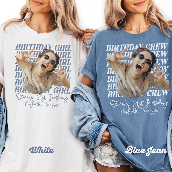 Custom Photo Birthday Shirts, Custom Face Shirt, Personalized Matching Birthday Crew Trip Shirt, Custom Picture Shirt, Birthday Squad Shirts