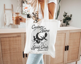 Custom Book Club Tote Bag, Personalized Reading Club Gift, Bookworm Gift, Bookish Gift, Book Lover, Booktok Merch, Booktrovert