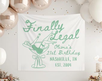 Personalized Birthday Party Decor, Custom Location Birthday Weekend Tapestry, 21st Birthday Sign, Finallly Legal Banner, Custom Bday Decor