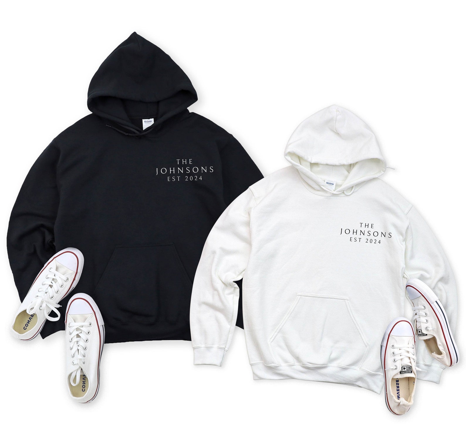 Just Married Hoodie, Personalized Bridal, HoneyMoon Sweatshirt, Wifey, Bridal Shower Gift, Couples Gift, Engagement Gift - Black