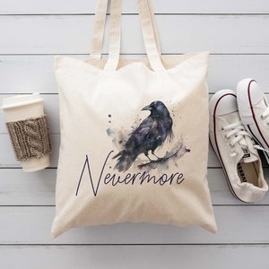Nevermore Tote Bag, Edgar Allen Poe, Dark Academia, Bookish Gift, Booktok Merch, Book Lover, Poetry Authors