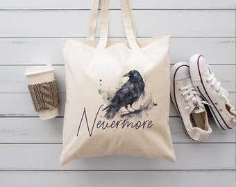 Nevermore Tote Bag, Edgar Allen Poe, Dark Academia, Bookish Gift, Booktok Merch, Book Lover, Poetry Authors