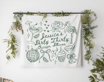 Personalized Birthday Party Decor, Custom Location Birthday Weekend Tapestry, 21st Birthday Sign, 30th Birthday Banner, Custom Bday Decor