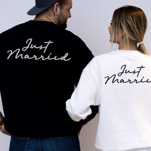 Just Married Sweatshirts, Personalized Mr and Mrs, Custom Matching Couples Hoodie, Honeymoon Shirts, Customized Bride and Groom, Anniversary