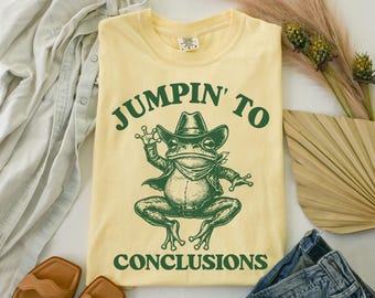 Funny Cowboy Frog Meme Shirt: Unhinged Quirky Tee