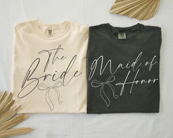 Custom Bridal Party Shirts, Personalized Bridesmaid Tees, Maid of Honor, Getting Ready Outfit, Bridesmaid Proposal Gift, Bachelorette Party