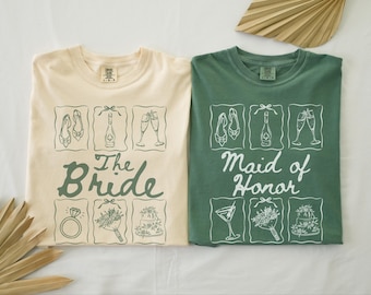 Custom Bridal Party Shirts, Personalized Bridesmaid Tees, Maid of Honor, Getting Ready Outfit, Bridesmaid Proposal Gift, Bachelorette Party