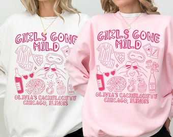 Girls Gone Mild Bachelorette Party Sweatshirts, Slumber Party Bach, Custom Bachelorette Crewnecks, Spa Bachelorette, Personalized Girls Trip