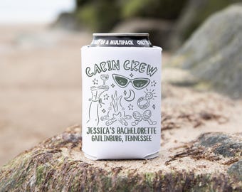 Personalized Mountain Bachelorette Party Can Cooler,  Cabin Crew Party Favor, Bridesmaid Proposal, Custom Cabin Bachelorette