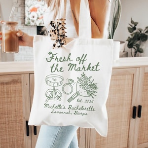 Fresh off the Market Bachelorette, Custom Bachelorette Tote Bags, Personalized Bachelorette Party Favors, Floral Bach Party, Wildflower Bach