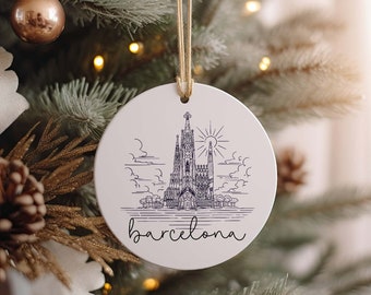 Barcelona Christmas Ornament, Travel Ornament, European Destination Gift, Barcelona Gift, Spain Gift
