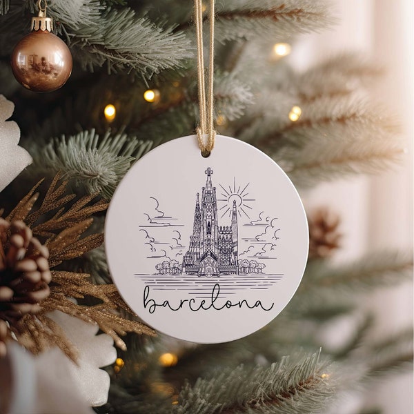 Barcelona Christmas Ornament, Travel Ornament, European Destination Gift, Barcelona Gift, Spain Gift