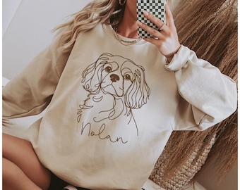 Custom Cavalier King Charles Spaniel Sweatshirt, Pet Name Sweatshirt, Personalized Dog Name, Pet Gift for Him, Dog Dad Shirt, Dog Mom Gift