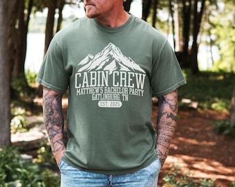 Cabin Crew Bachelor Party Shirt, Custom Location Bachelor Party, Groomsman Shirts, Camping Bachelor Party Shirt, Personalized Groomsman Gift