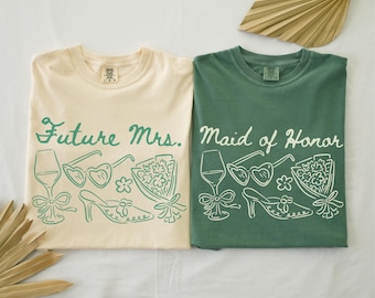 Custom Bridal Party Shirts, Personalized Bridesmaid Tees, Maid of Honor, Getting Ready Outfit, Bridesmaid Proposal Gift, Bachelorette Party