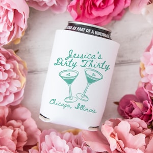 Personalized Birthday Party Can Cooler,  Custom Bday Party Favor, Bday Merch, Milestone Birthday, 21st 30th 40th 50th, Dirty Thirty