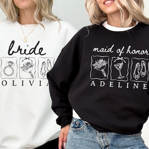 Custom Bridal Party Sweatshirt, Bride Crewneck, Bachelorette Merch, Bridesmaid Proposal, Getting Ready Outfit, Group Matching Sweatshirt
