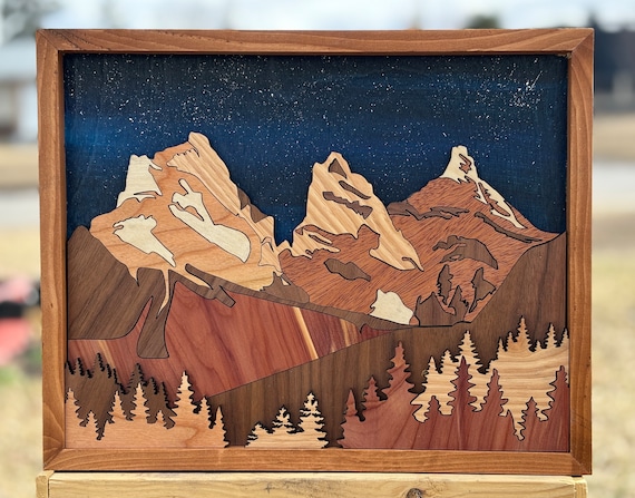 Three Sisters Mountains, Three Sisters Wood Art, Wood Mountains