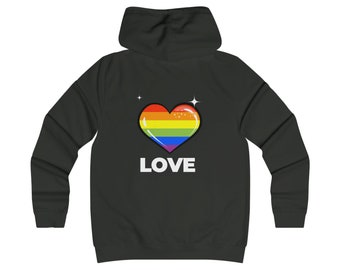 Love Rainbow heart, travel or snuggle comfy wear, College Hoodie