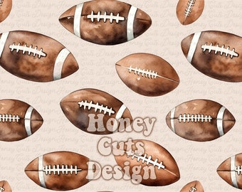 Watercolor footballs Fall seamless pattern, digital seamless paper, Fall Boys PNG, Thanksgiving digital paper, commercial use file, Autumn