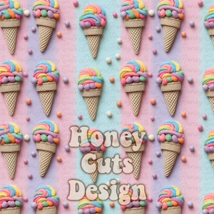 Ice cream cones seamless pattern Pastel digital seamless paper Pink Mint Lavender digital paper commercial use file, Summer Spring 3d effect