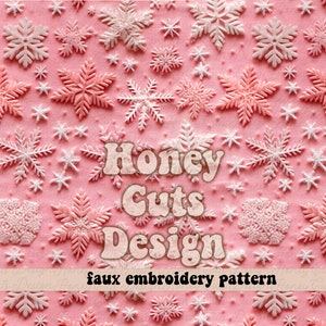 Modèle sans couture de broderie de Noël, fichier sans couture de flocons de neige roses pour l’impression de tissu, boho de base de chalet, fichiers sans couture de tissu de filles