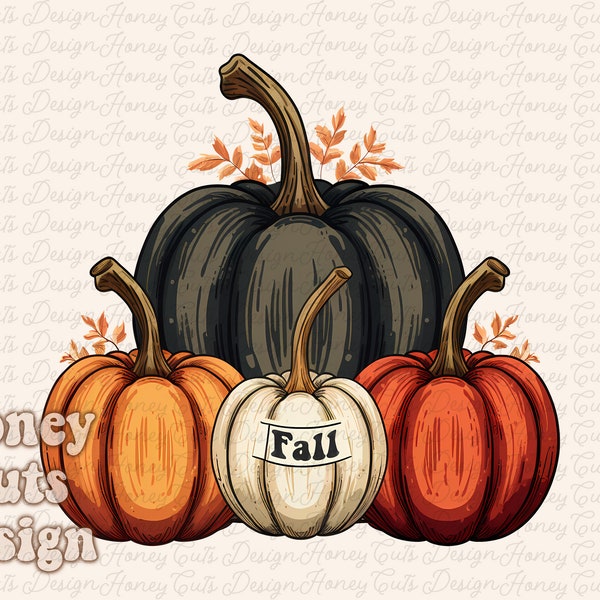 Halloween PNG, Fall Pumpkins digital files, Autumn sublimation design, Fall PNG, Rust cream leaves PNG, Watercolor Sublimation, Thanksgiving