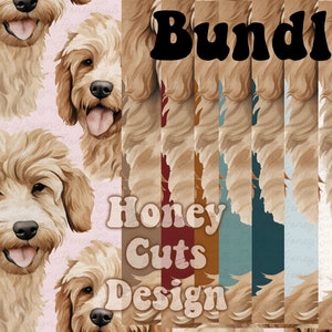 Golden doodle bundle seamless pattern, Puppy digital seamless commercial use, Watercolor dog bundle, Dog print digital paper commercial use