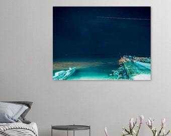 Oahu Beach Night Photography Print, Hawaii Travel Photo, Home Decor