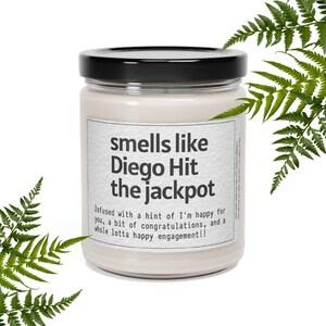 Custom Engagement Gift Hit the Jackpot  Personalized Engagement Gift, Engaged Candle, Bridal Shower Gift, Funny Bride to Be, Wedding Gift