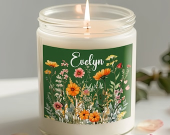 Custom Name Flower Candle - Birthdate Candle Personalized Candle | Customized Birthday Candle, Birthday Gift for Her, Birth Month Gift